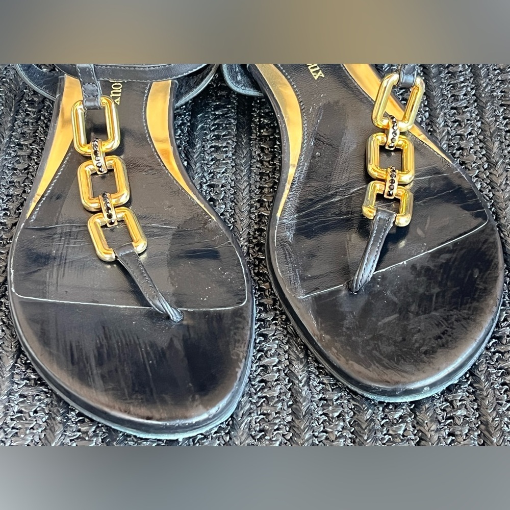 Loriblu Bijoux black thong sandals with gold chain - Picture 5 of 10